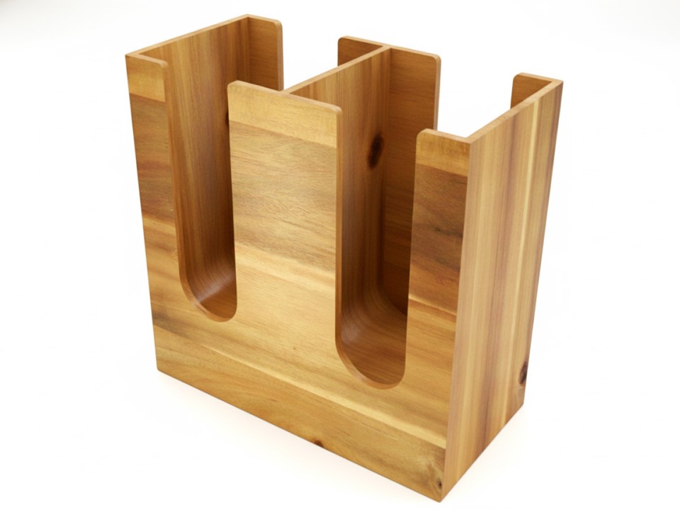 Acacia Wood Multi-Compartment Cup Holder - Eco-Friendly Beverage Organizer
